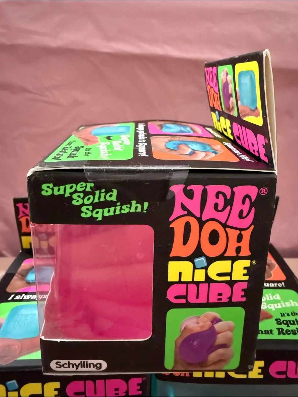 NeeDoh Nice Cube Kids Learning Toy - Pink and Blue Squish Cubes